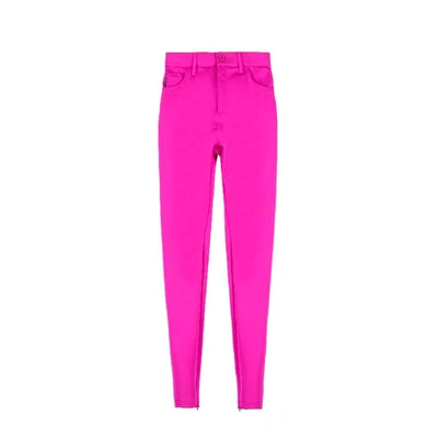 Balenciaga Skinny-leg Zip-hem Legging Pants In Pink