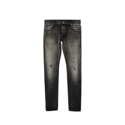 Shop Balmain Cotton Denim Jeans In Gray