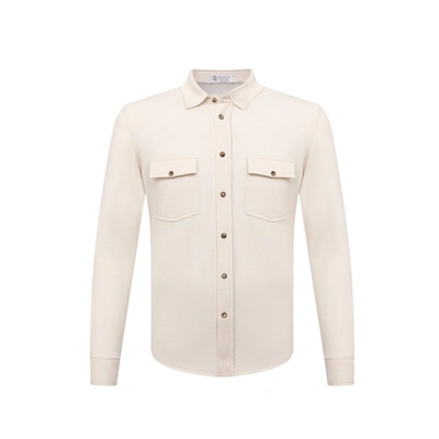 Shop Brunello Cucinelli Cashmere Shirt In White