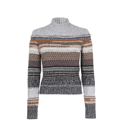 Shop Chloé Ribbed Turtleneck Sweater In Gray