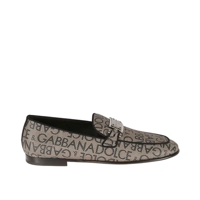 Shop Dolce & Gabbana Jaquard Loafers In Brown