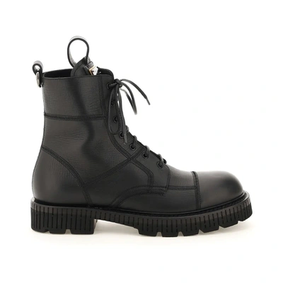 Shop Dolce & Gabbana Leather Lace Up Boots In Black