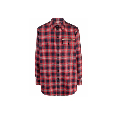 Shop Dolce & Gabbana Plaid Flannel Shirt In Red