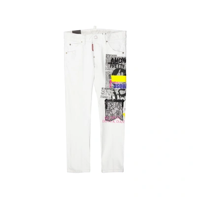Shop Dsquared2 Printed Denim Jeans In White