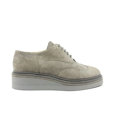 Shop Fabiana Filippi Suede Lace-up Shoes In Gray