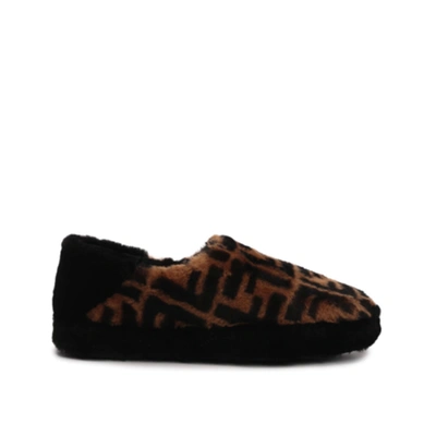 Shop Fendi Fur Slippers In Brown
