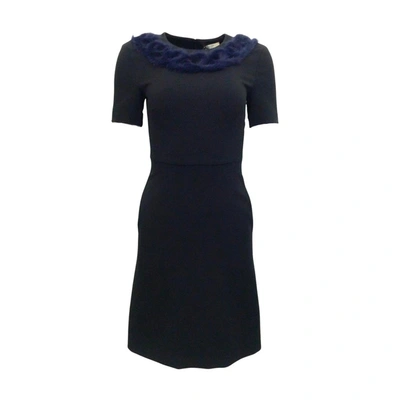 Shop Fendi Knitted Mink Collar Dress In Black