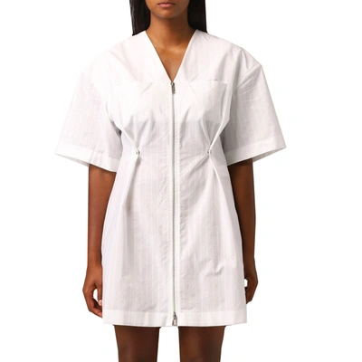 Shop Givenchy Zipped Cotton Dress In White