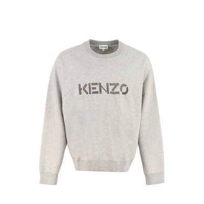 Shop Kenzo Wool Logo Sweater In Gray
