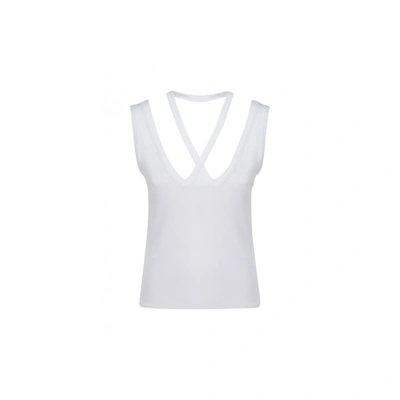 Shop Mm6 Maison Margiela Ribbed Cotton Top In White