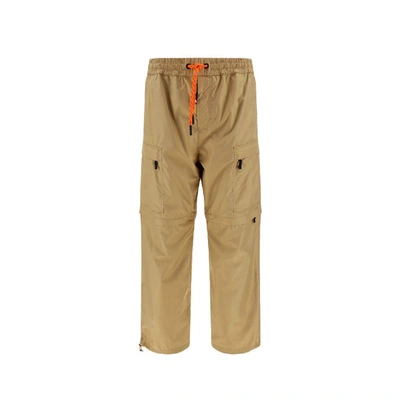 Moncler Elastic Waist Straight Leg Trousers In Beige
