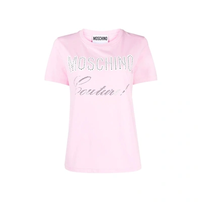 Shop Moschino Couture Crystal Embellished T-shirt In Pink