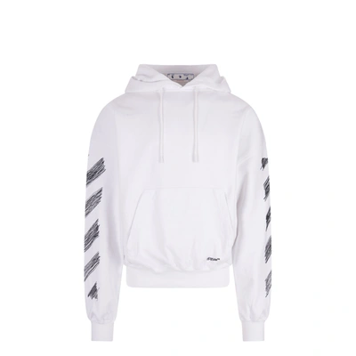 Shop Off-white Scribble Diag Hood Sweatshirt In White