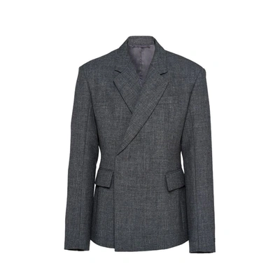 Shop Prada Incudine Wool Blazer In Gray