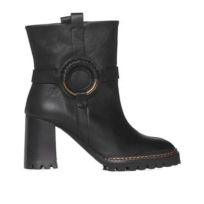 Shop See By Chloé Hana Leather Boots In Black