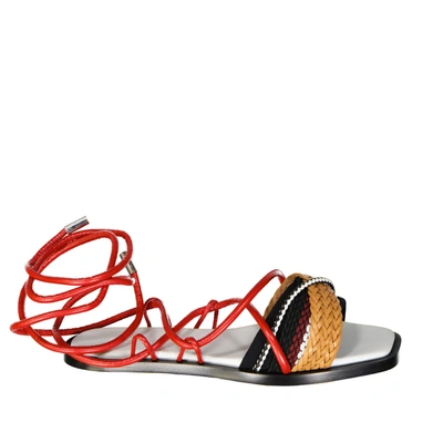 Shop Sportmax Flavio Leather Sandals In White