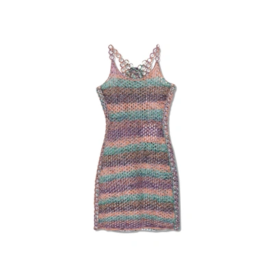 Chloé Chloe Woman Multicolor Crochet Mini Dress In Pink