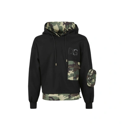 Shop Dolce & Gabbana Camouflage-print Hooded Sweatshirt In Black