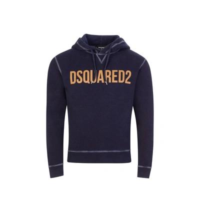 Shop Dsquared2 Logo Hooded Sweatshirt In Blue