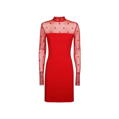 Givenchy 4g-print Tulle-panelled Minidress In Red