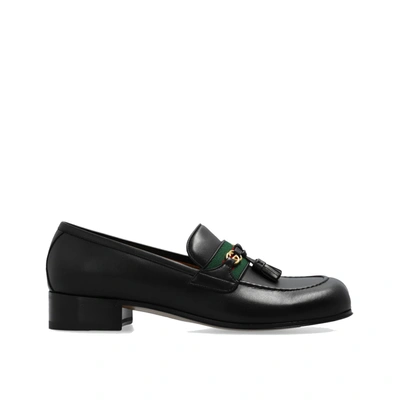 Shop Gucci Leather Loafers In Black