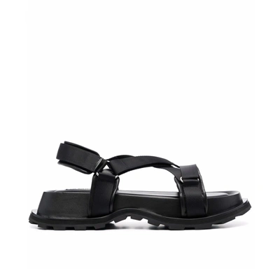 Shop Jill Sander Velcro Strap Sandals In Black