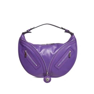 Shop Versace La Medusa Shoulder Bag In Purple
