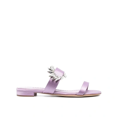 Shop Manolo Blahnik Chivela 010 Flats In Lilac