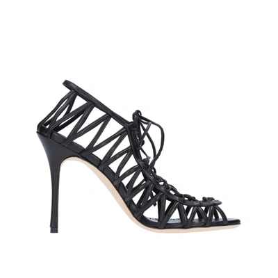 Manolo Blahnik Hollow-out High-heeled Sandals In Black