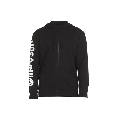 Shop Moschino Couture Cotton Zip-up Sweatshirt In Black