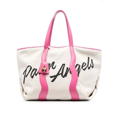 Shop Palm Angels Tote Bag In White