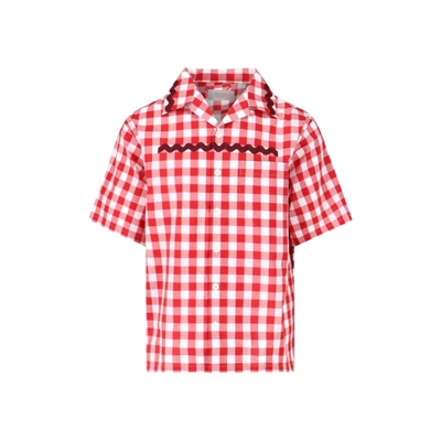 Shop Prada Checked Shirt In Red