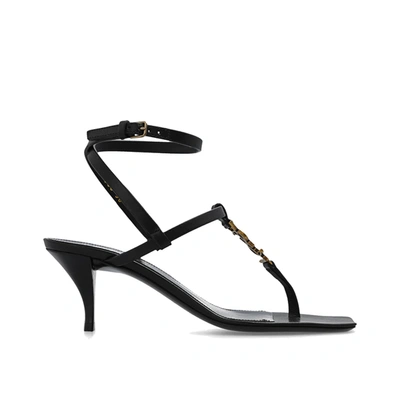 Saint Laurent Cassandra 60 Leather Sandals In Black