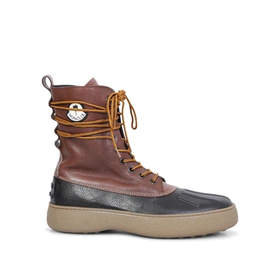 Shop Tod's X Moncler X Palm Angels Leather Boots In Brown