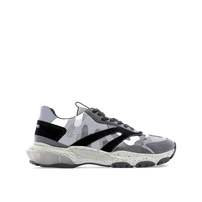 Shop Valentino Bounce Camouflage Sneakers In Gray