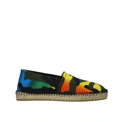 Valentino Camouflage Print Canvas Espadrillas In Green