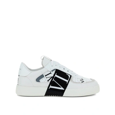 Shop Valentino Vlnt Leather Sneakers In White