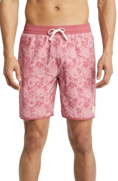 Travis Mathew Sea Of Flames Swim Trunks In Heather Earth Red