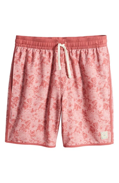 Travis Mathew Sea Of Flames Swim Trunks In Heather Earth Red