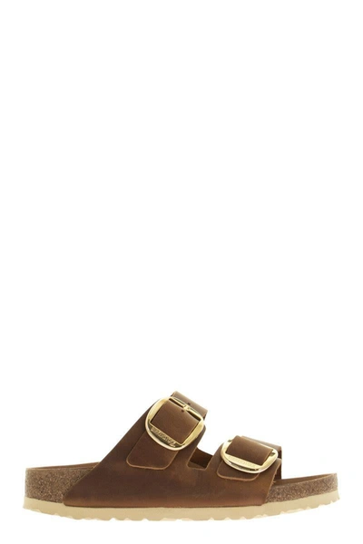 Shop Birkenstock Arizon - Oiled Leather Slipper In Cognac