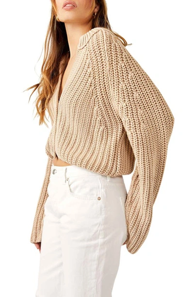 Shop Free People Sweet Nothing Cotton Cardigan In Sandcastle