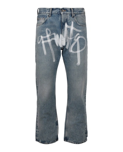 Shop Off-white Graffiti Skate Fit Jeans In Blue