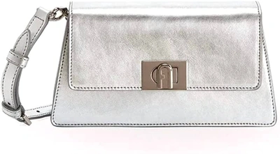 Shop Furla Women's Zoe Leather Shoulder Handbag In Silver