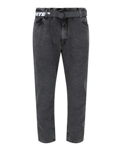 Shop Off-white Slim Low Rise Jeans In Grey