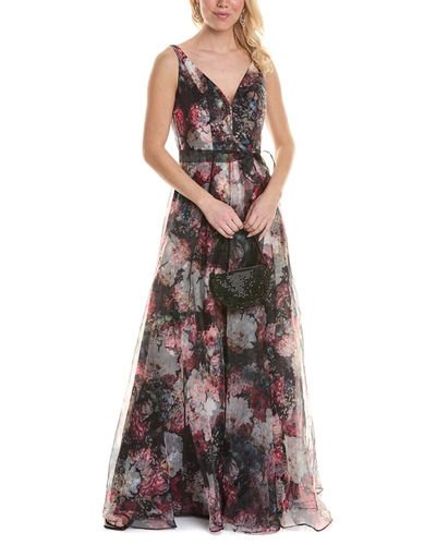 Shop Rene Ruiz Rene By  Collection V-neck Gown In Black