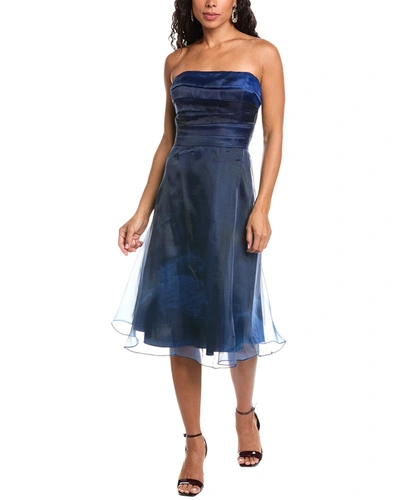 Shop Rene Ruiz Rene By  Collection Hand-draped Strapless Midi Dress In Blue