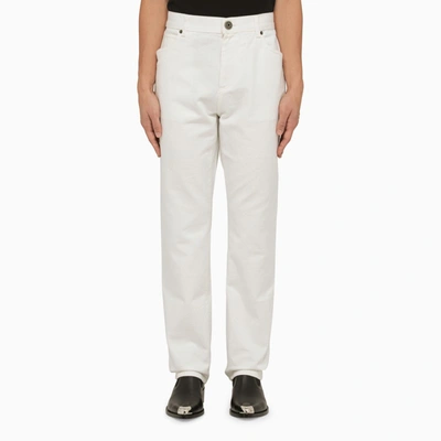 Shop Balmain | Regular White Cotton Trousers