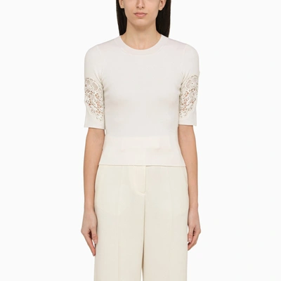 Shop Chloé Milk-coloured Wool Sweater In White