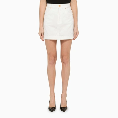 Shop Balmain | White Denim Miniskirt
