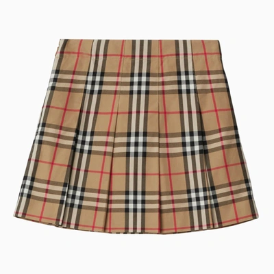 Shop Burberry Vintage Check Beige Miniskirt